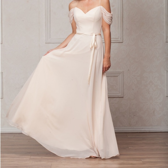 OFF THE SHOULDER PARTY PROM LONG DRESS AC824 CHAMP - Picture 4 of 5